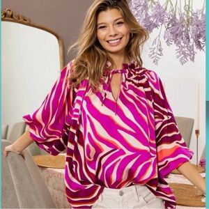 Magenta Psychedelic Blouse Top